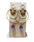 FRUG Brass Circle Cat Face with Charm Earrings