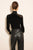  Stacking Neck Sheer-Detail Velvet Blouse (Fits L)
