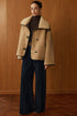 COMMENSE | Contrast Piping Shift Minky Coat (S)