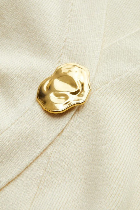 COMMENSE | Golden Button Plain Cardigan (M)
