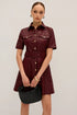 COMMENSE | Mini Shirt Dress Collar Belted Vegan Leather (S)