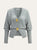 Gray cardigan with gold buttons on a light gray background