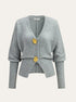 COMMENSE | Wool Blend Cardigan Metal Button (S)