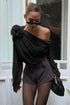 COMMENSE | Chiffon Semi-Sheer One Shoulder Asymmetrical Blouse