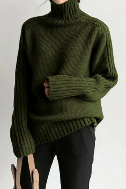 COMMENSE | Solid High Neck Knit Sweater