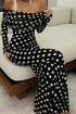 COMMENSE | Long Sleeve Off-Shoulder Polka Dot Print Long Dress (XL)