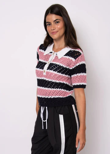 ELEI- Striped Knit Polo