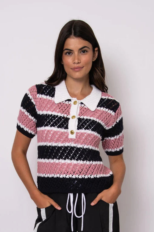 ELEI- Striped Knit Polo
