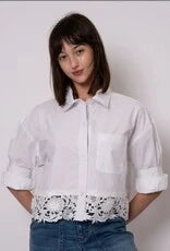 KERWIN- Poplin/Crochet Convertible Sleeve Shirt
