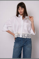 KERWIN- Poplin/Crochet Convertible Sleeve Shirt