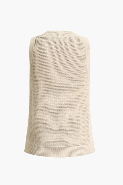 COMMENSE | Knit Hollow Solid Tank Top (L)