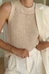 COMMENSE | Knit Hollow Solid Tank Top (L)
