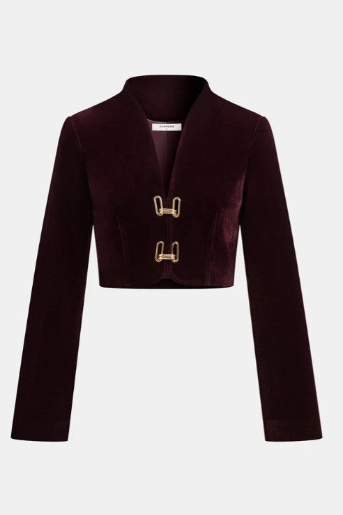 COMMENSE |  Velour Cropped Blazer With Metal Buckles (XS)