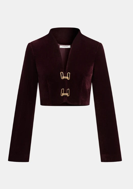 COMMENSE |  Velour Cropped Blazer With Metal Buckles (XS)