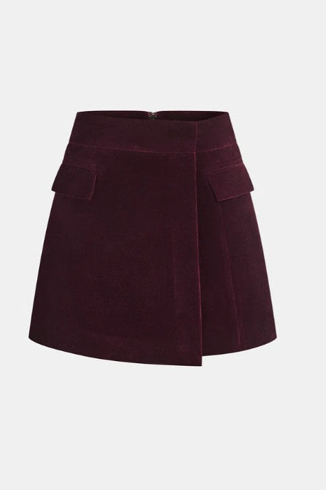 COMMENSE | Velour Asymmetric Mini Skirt (XS)