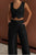COMMENSE| Asymmetrical Straight Leg Pants with Cropped Vest (L)