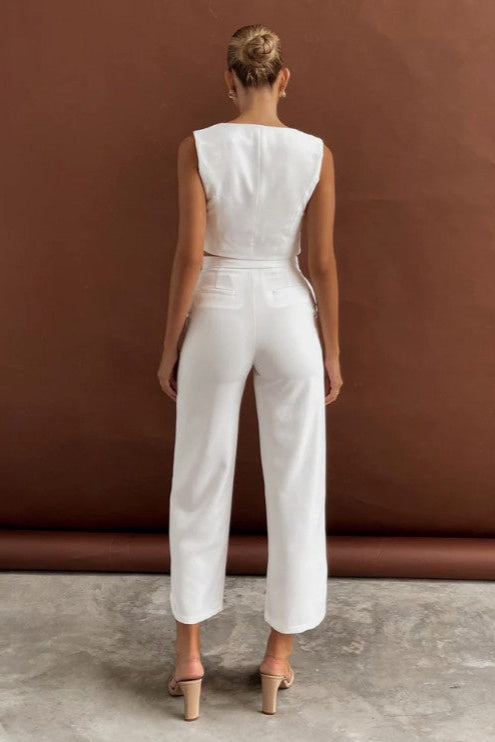 COMMENSE| Asymmetrical Straight Leg Pants with Cropped Vest (L)