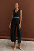 COMMENSE| Asymmetrical Straight Leg Pants with Cropped Vest (L)
