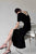 COMMENSE | Two Tone V-Neck Knit Slit Midi Dress (L)
