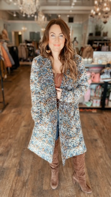 ROBERT KITCHEN Multi Knit Sweater Coat (M/L)