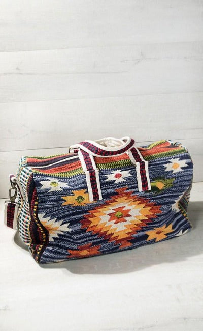 NEW! Handmade Denim Ethnic Navajo Duffel Bag