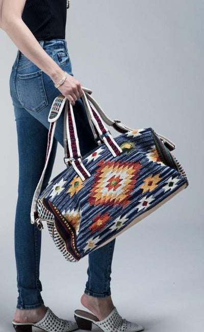 NEW! Handmade Denim Ethnic Navajo Duffel Bag