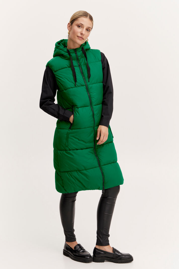BYOUNG Long Puffer Vest - Green