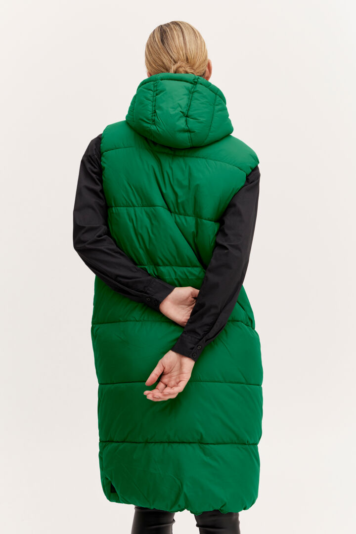 BYOUNG Long Puffer Vest - Green