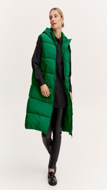 BYOUNG Long Puffer Vest - Green