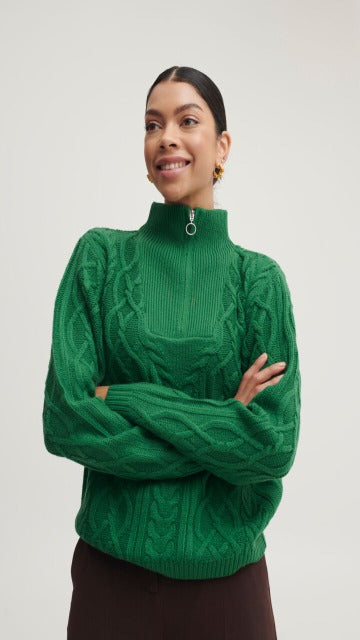 BYOUNG Green Cable Knit Sweater