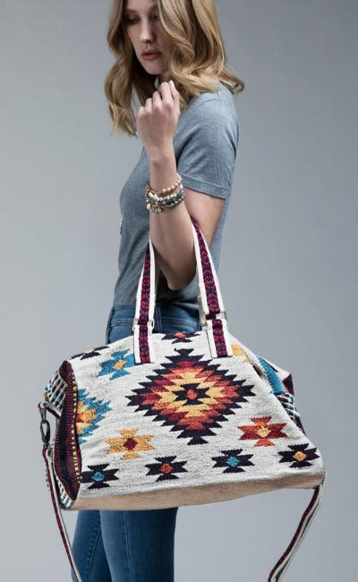 NEW! Handmade Ivory Ethnic Navajo Duffel Bag