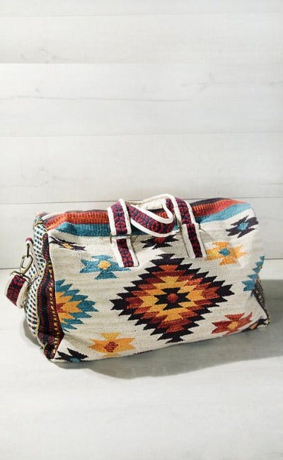 NEW! Handmade Ivory Ethnic Navajo Duffel Bag