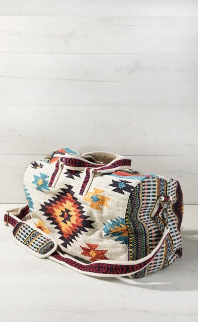 NEW! Handmade Ivory Ethnic Navajo Duffel Bag
