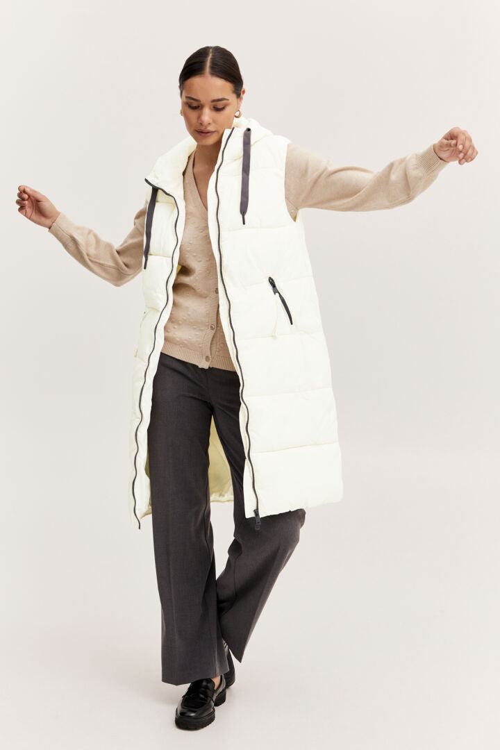 BYOUNG Long Puffer Vest - Birch