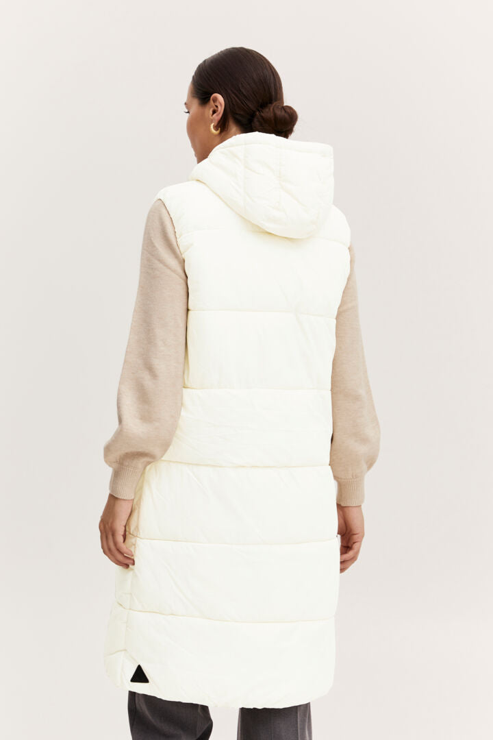 BYOUNG Long Puffer Vest - Birch