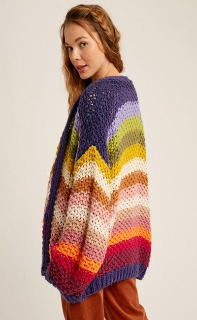 NEW! Hand Crochet Knit Rainbow Cardi!