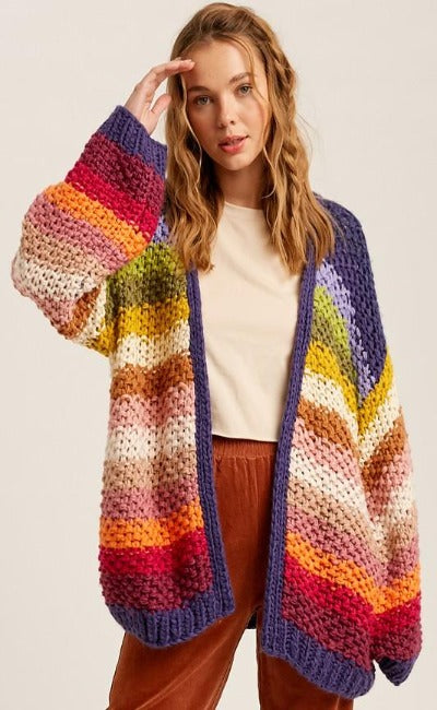 NEW! Hand Crochet Knit Rainbow Cardi!