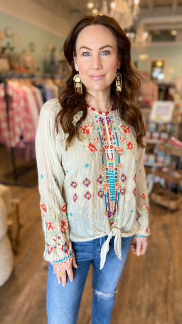 JOHNNY WAS Embroidered Blouse (L) NWT!