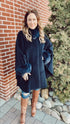 SAGAFURS Navy Cape with Fox Fur (O/S) NWT!