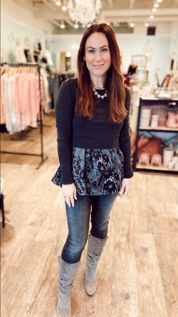 CLUB MONACO Blouse with Knit Overlay (M)