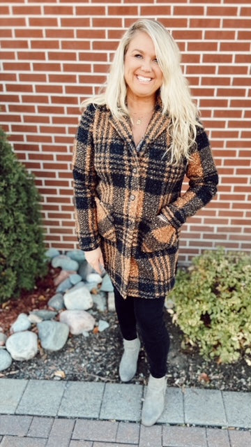 CHARLI B Plaid Coat (M)