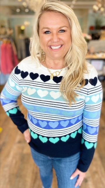 TALBOTS Heart Print Sweater with Scarf (L)