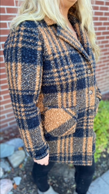 CHARLI B Plaid Coat (M)