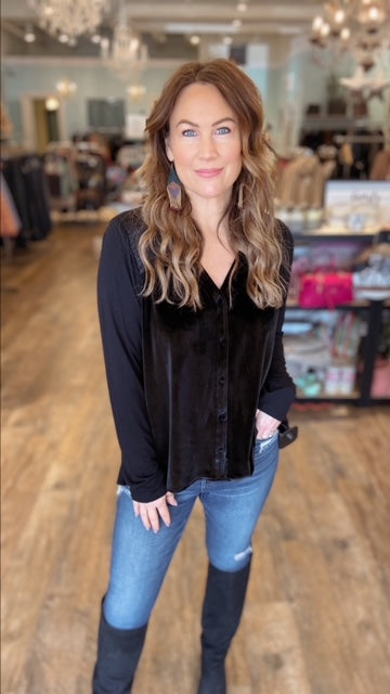 HALE BOB! Black Velour Top (Fit M)