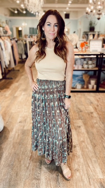 B YOUNG FOR EVER Print Maxi Skirt