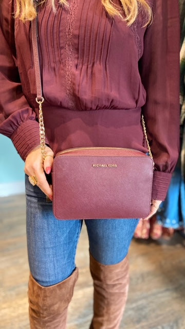 MICHAEL KORS Wine Leather Crossbody
