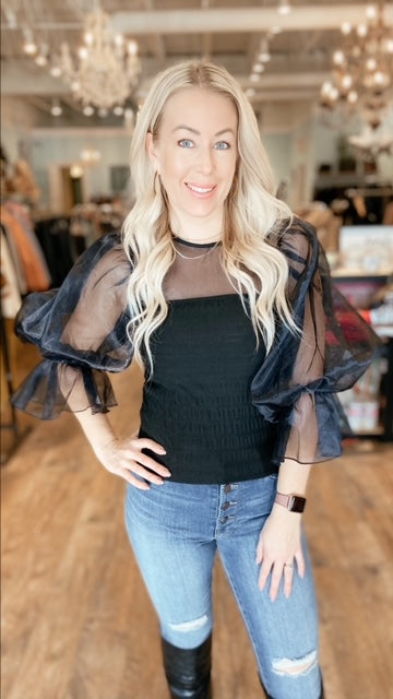 ZARA Organza Sleeve Top (S)