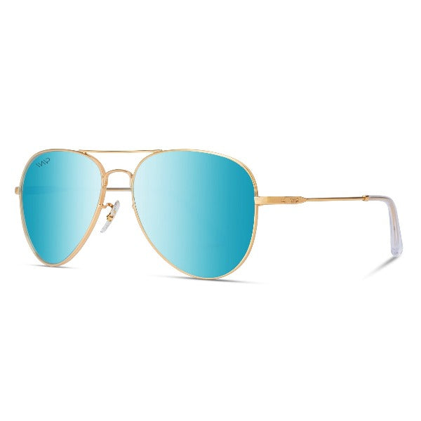 NEW! Polarized Blue/Gold Metal Frame Sunglasses