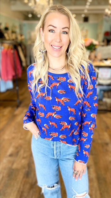 ANTHROPOLOGIE Fox Print Top (M)
