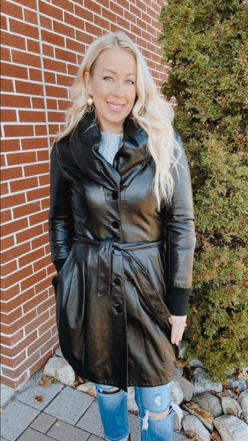 DANIER Leather Belted Coat (XS)